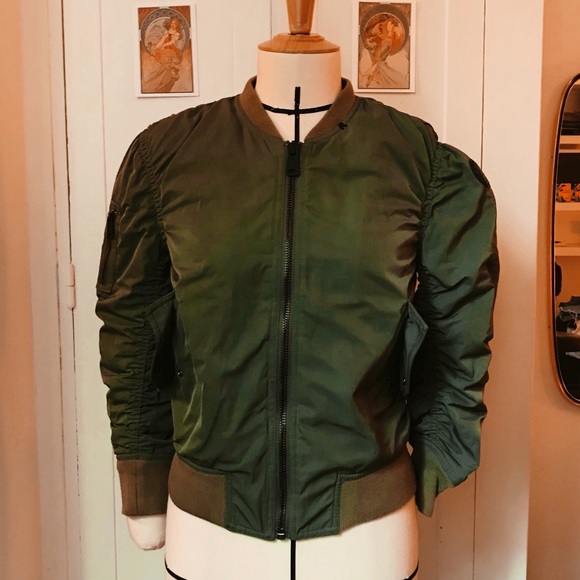 replay bomber jacket green